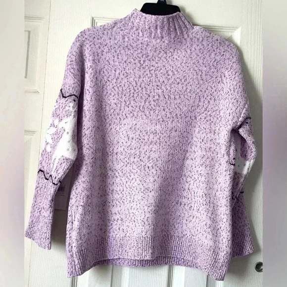 NWT Snowflake NY pink Soft snowflake pattern with reindeer knit Sweater Sz  L/XL - Picture 2 of 5